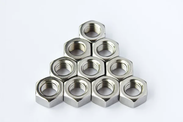 Stainless steel nuts — Stock Photo, Image