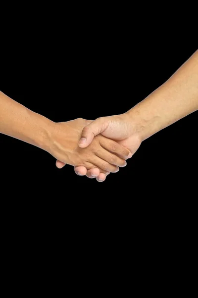 Handshake na černém pozadí — Stock fotografie