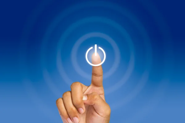 Press illuminated switch-on touchscreen button — Stock Photo, Image