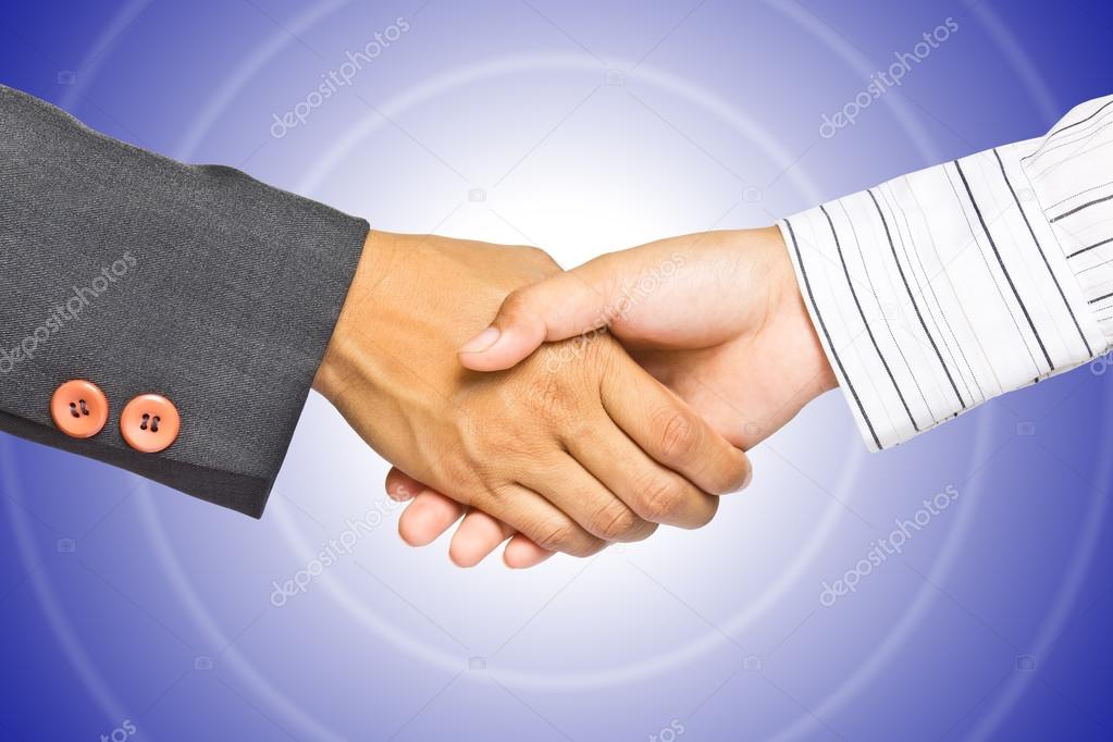 Business handshake on gradient background