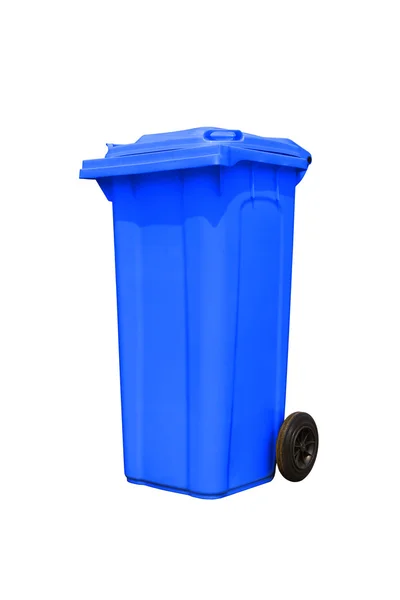Большой синий мусорный бак — стоковое фото