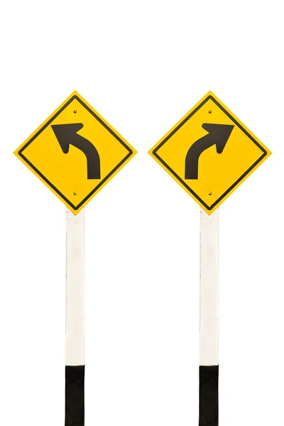 Слева и справа изогнутый дорожный указатель — стоковое фото