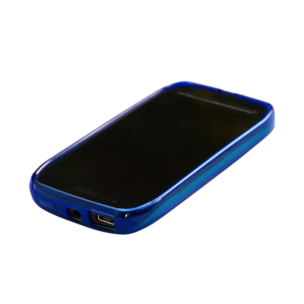 Smartphone biru dengan layar mode tidur — Stok Foto