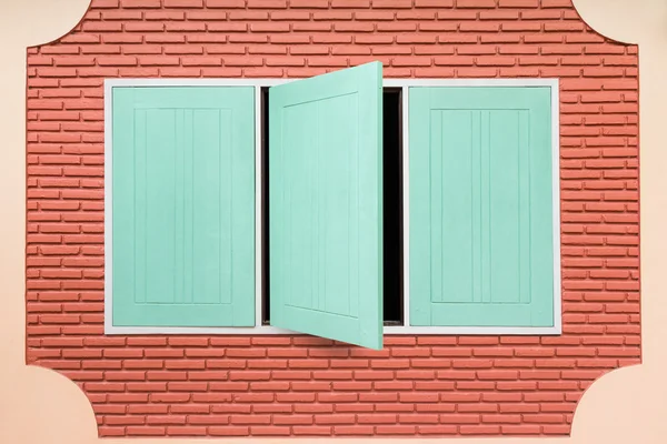 Teal wooden window — Stock Photo, Image