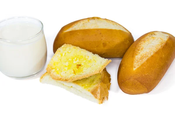 French baguette and milk — Stock Photo, Image