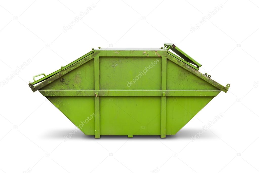 Green skip or dumpster