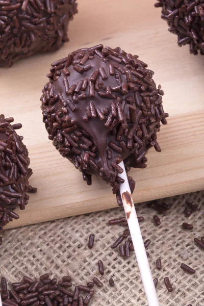 Chocolate cake pops with sprinkles — Stock Photo, Image