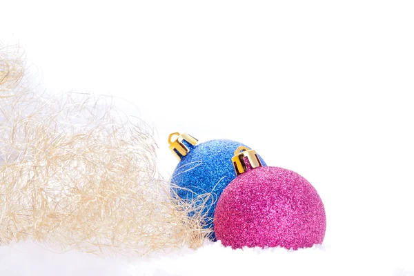 Christmas ball ornaments with tinsel — Stock Photo, Image