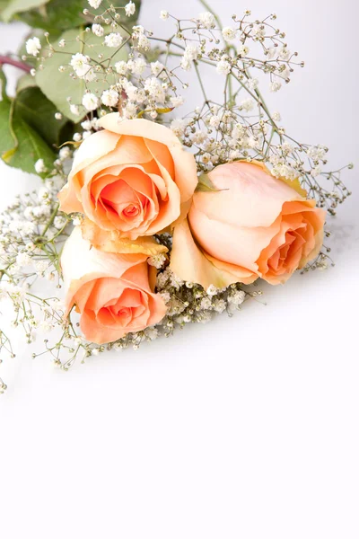 Ramo de hermosas rosas naranjas como regalo —  Fotos de Stock