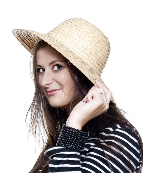 Yoiung girl in hat — Stock Photo, Image