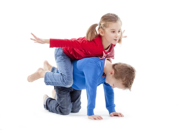 Brother and sister having fun — Stock Photo, Image