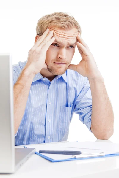 Young man at office thinking — Stock Photo, Image