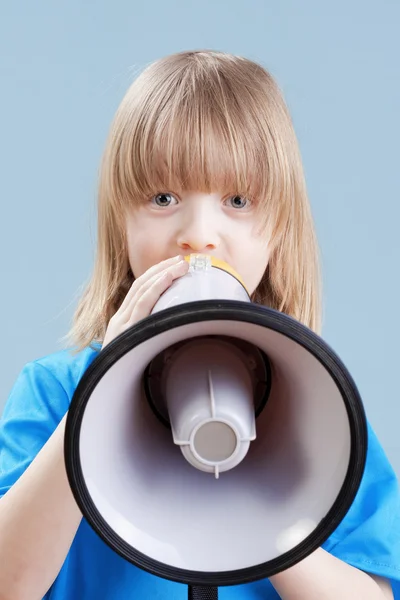 Rapaz com megafone — Fotografia de Stock