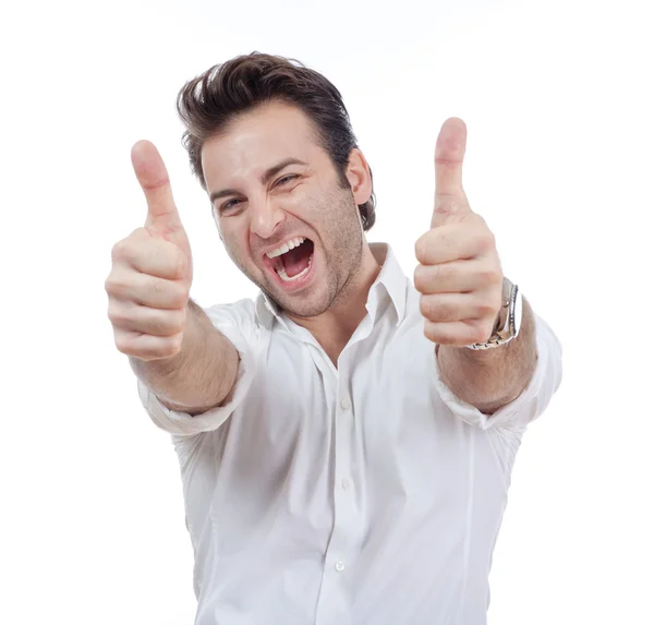 Man showing both thumbs up — Stock Photo, Image