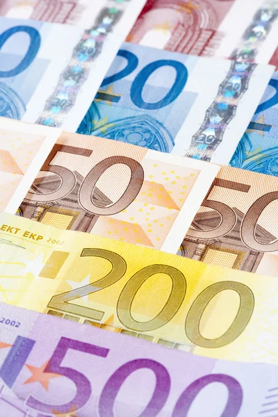 CLOSEUP OF EURO - EUROPEAN UNION BANKNOTES — Stock Photo, Image