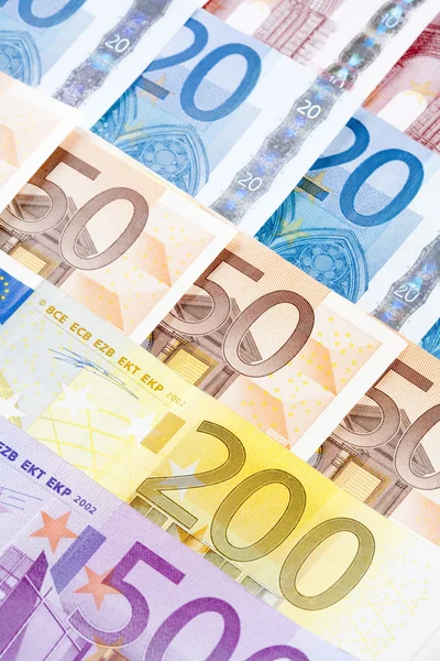 CLOSEUP OF EURO - EUROPEAN UNION BANKNOTES — Stock Photo, Image