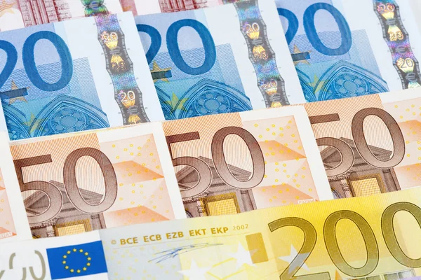 CLOSEUP OF EURO - EUROPEAN UNION BANKNOTES — Stock Photo, Image