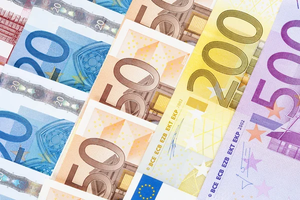 CLOSEUP OF EURO - EUROPEAN UNION BANKNOTES — Stock Photo, Image