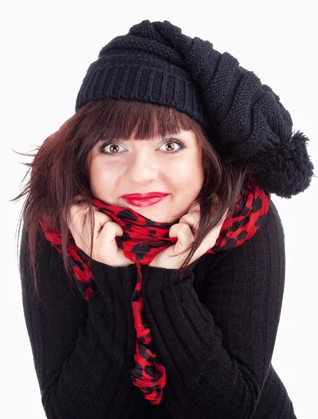 Retrato de mujer joven con gorra negra —  Fotos de Stock