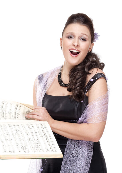 Оперная певица в сценическом платье
