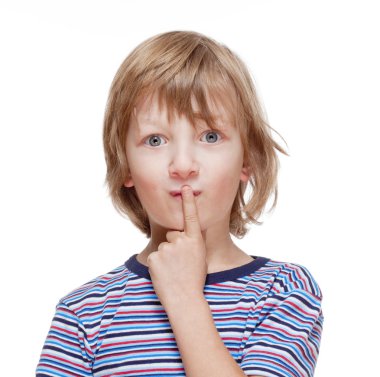 düşünme, parmağını ağzına bakarak çocuğun