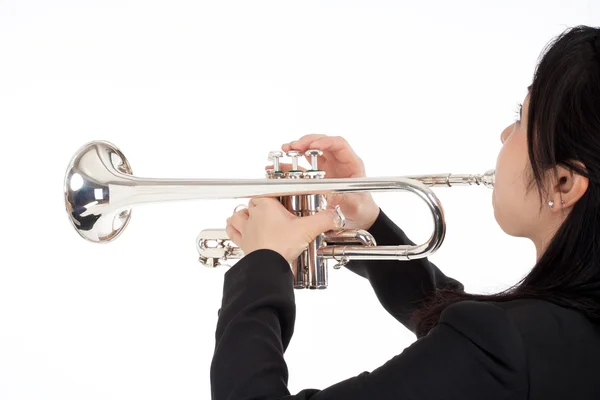 Portrait of a Female Trumpet Player — Stock Photo, Image