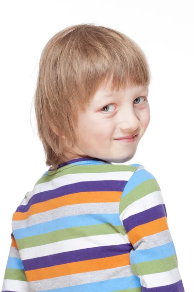 Menino com cabelo loiro Sorrindo — Fotografia de Stock