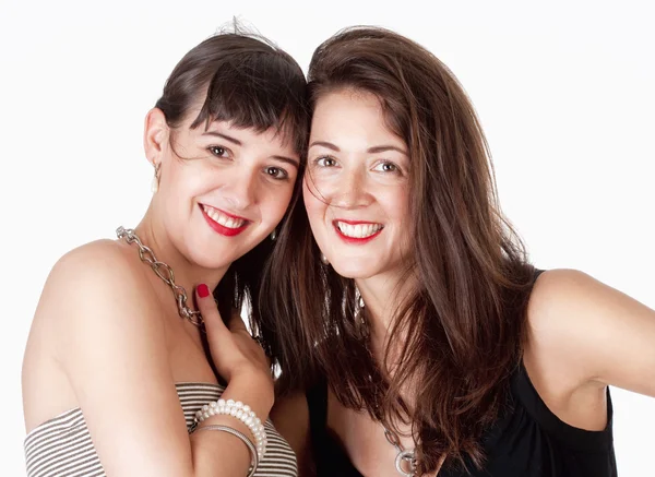Gülümseyen iki kız portresi — Stok fotoğraf