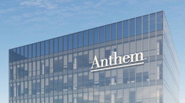 Indianapolis, ABD. 24 Ekim 2021. Sadece Editoryal Kullanım, 3D CGI. Camdan binanın tepesindeki Marş İmza Logosu. İş yeri Sigorta Finansal Hizmetler Şirketi Ofis Merkezi.