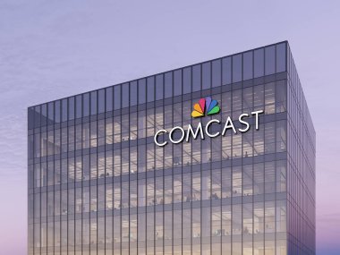 Philadelphia, PA, ABD. 11 Aralık 2021, Sadece Editör Kullanımı, 3D CGI. Comcast American Broadcasting Company Multinational Telecommunications Broadcast Network. İşyeri Yüksek Büro Merkezi.