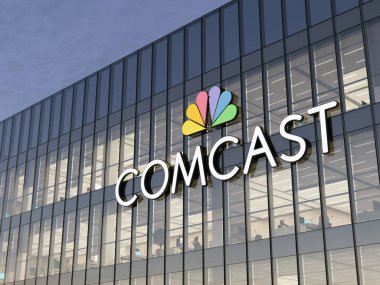 Philadelphia, PA, ABD. 11 Aralık 2021, Sadece Editör Kullanımı, 3D CGI. Comcast American Broadcasting Company Multinational Telecommunications Broadcast Network. İşyeri Yüksek Büro Merkezi.