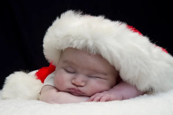 Closeup Baby in Santa Hat Two — Stock Photo, Image