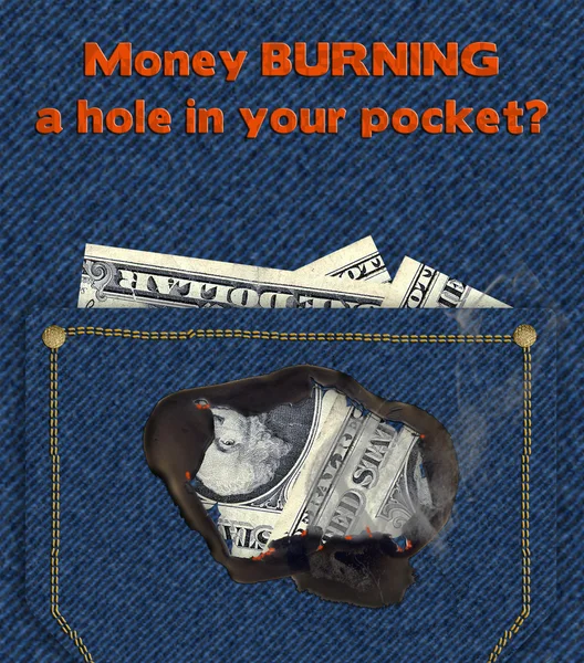 Money Burning Hole in Pocket (Illustration) — Stock Photo, Image