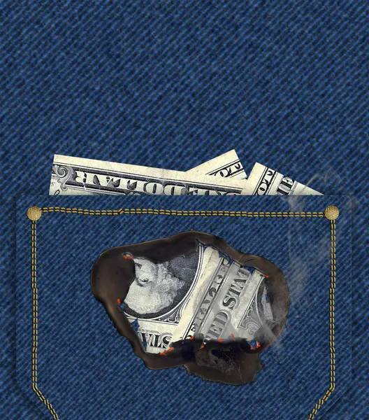 Money Burning Hole in Pocket (Illustration) — Stock Photo, Image