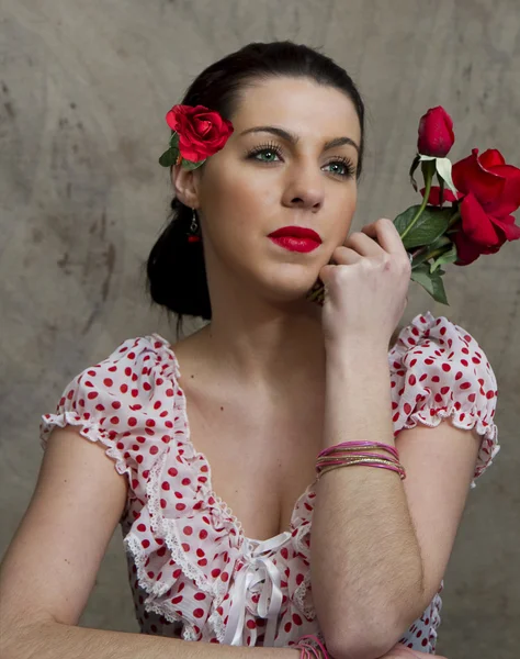 Retro Lady in Red — Stock Photo, Image