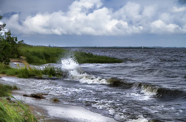 Розбиття води на березі - приплив — стокове фото