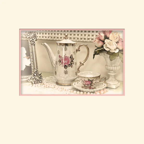Conjunto de chá de vaidade vintage — Fotografia de Stock