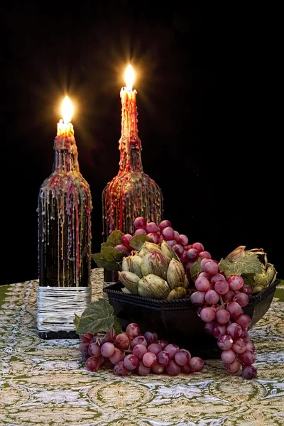 Two Candles with Melting Wax — Stock Photo, Image