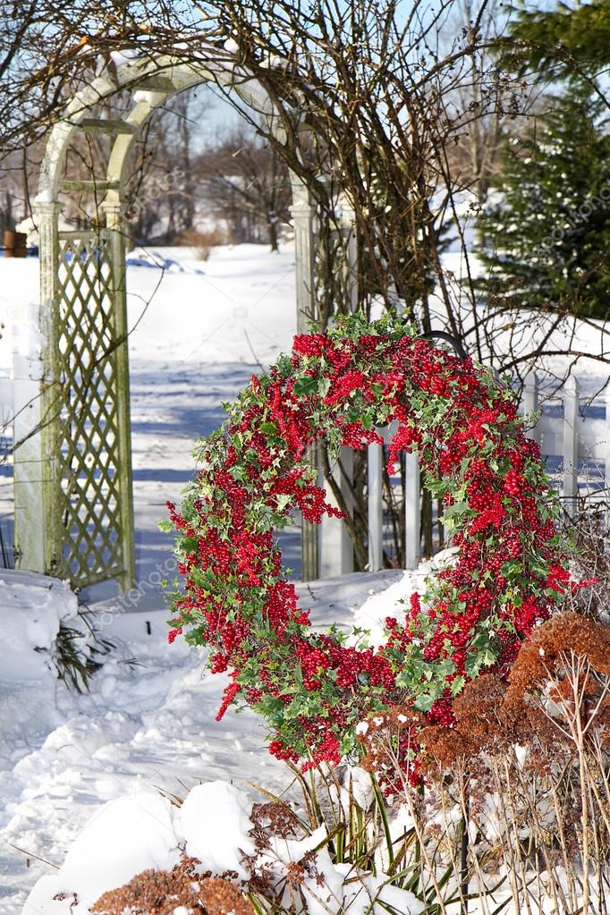 Cranberry Wreath Outdoors After Storm