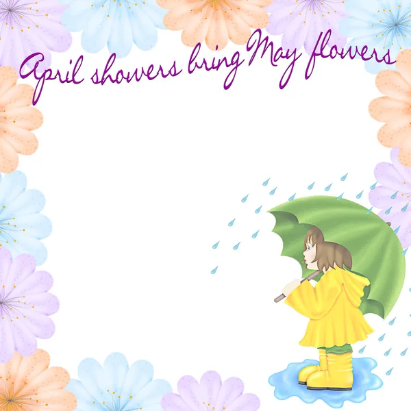 April Showers Bring May Flowers Graphic Illustration — Stock Photo, Image