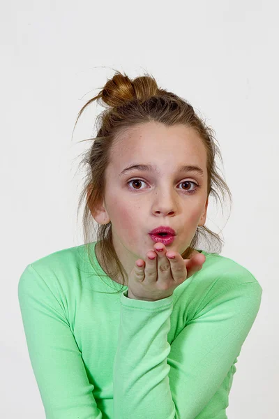 Young Girl Blowing Kiss — Stock Photo, Image