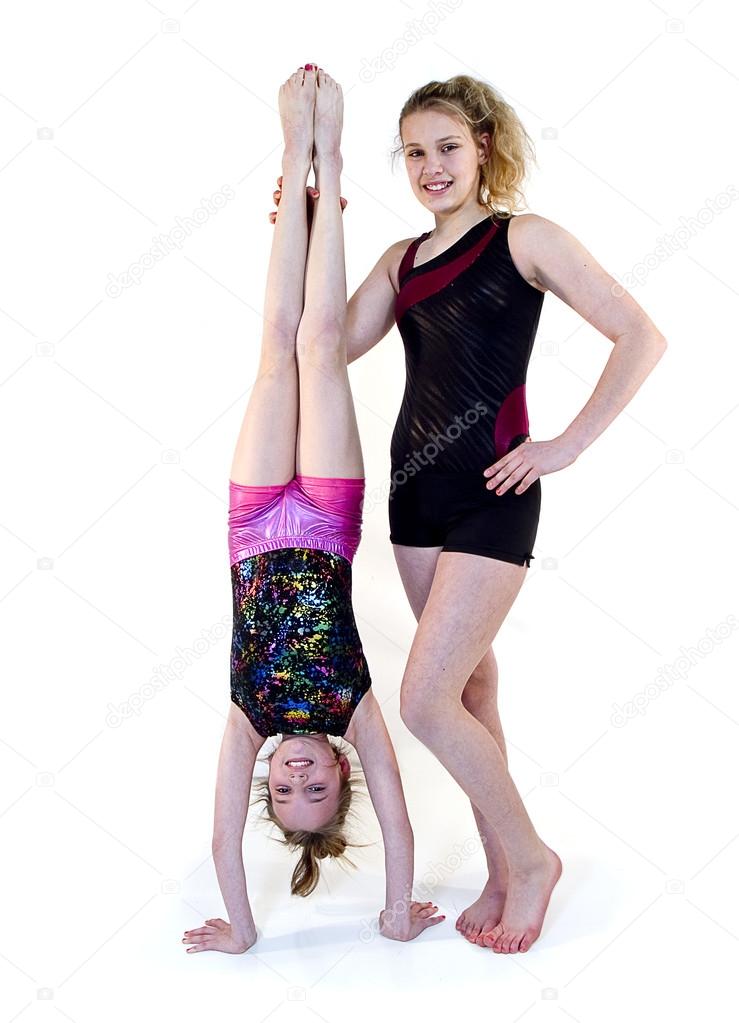 Girls doing gymnastics