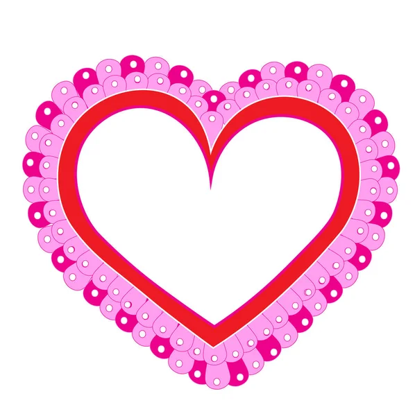 Valentine Heart Graphic Two Layers Eyelet Lace Red White Hearts — Stockfoto