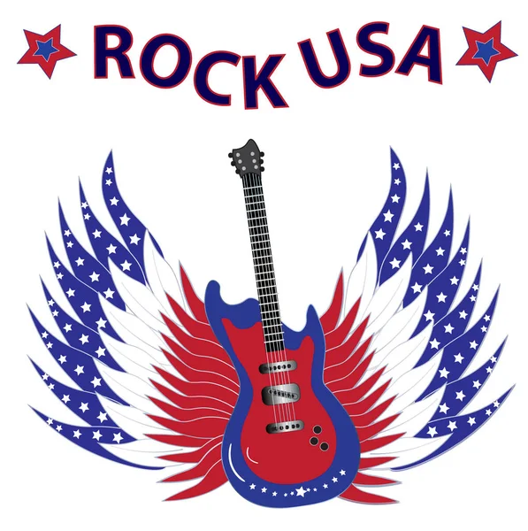 Graphic Image Electric Guitar Wings Designed Red White Blue Stars — ストック写真