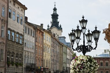 Beautiful cityscape of the center of Lvov, Ukraine clipart