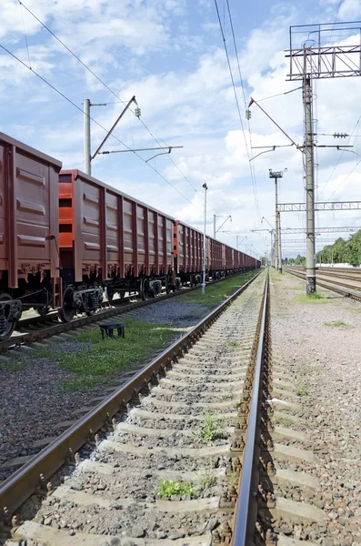 Güterzug am Bahnhof — Stockfoto