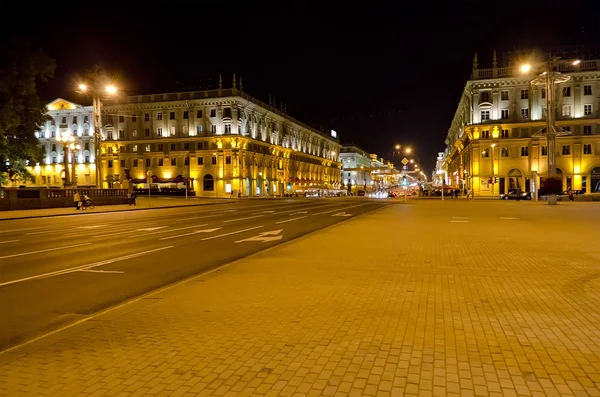 Cityscape in the center of Minsk at the night — Stock Photo, Image