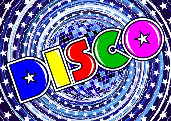 Inscription -Disco- on the abstract background — Stock Vector