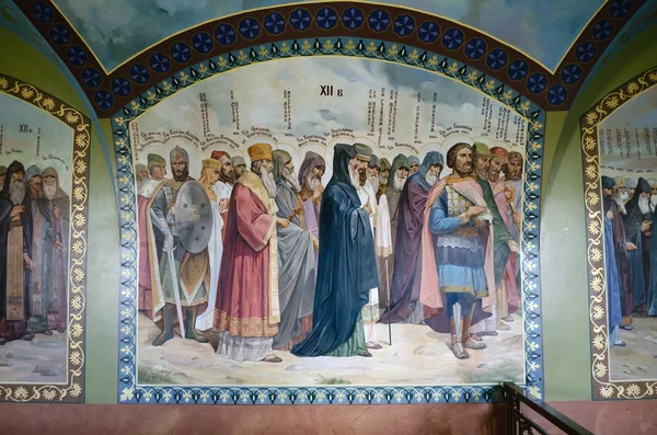 Intérieur de l'église Barbara à Pochaev Lavra, la peinture sur — Photo