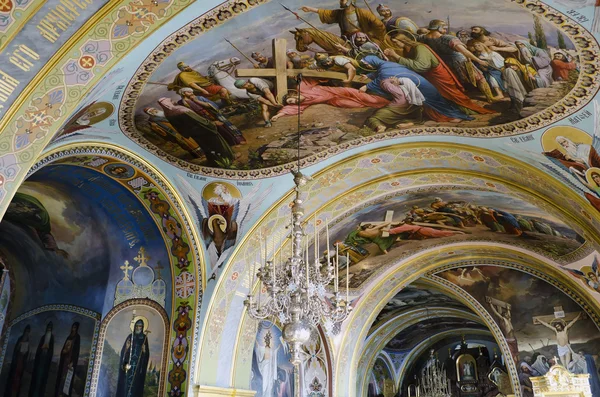 Interior of the Barbara Church in Pochaev Lavra, the painting on — Stock Photo, Image